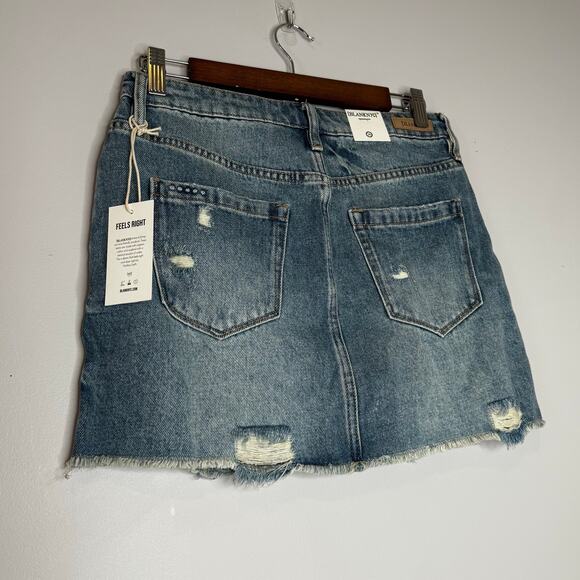 Blank NYC Eye Opener Blue Denim Frayed Mini Skirt Distressed NWT Size 26 - Picture 4 of 9